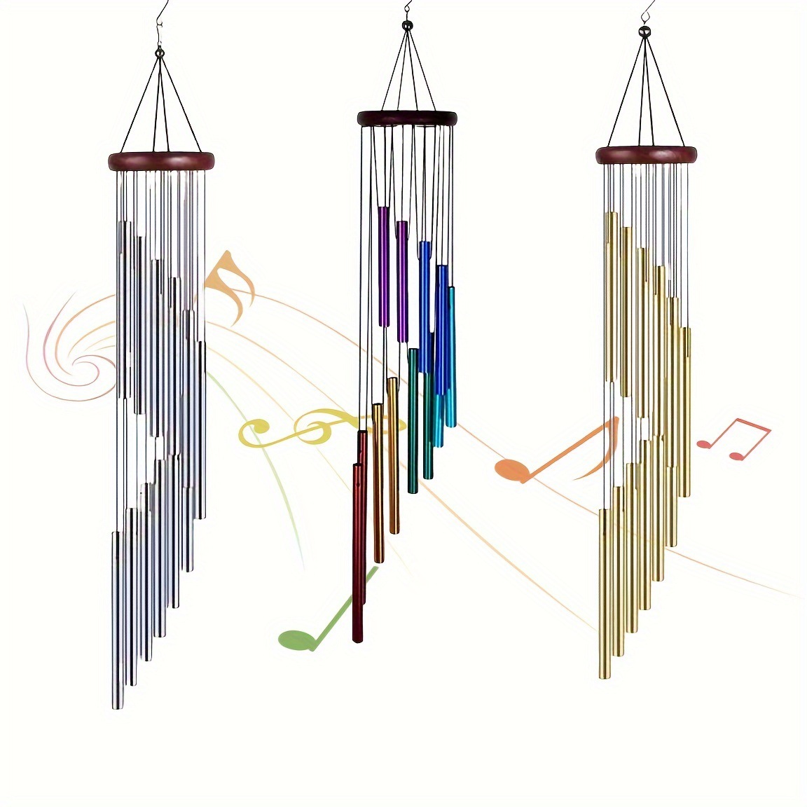 Wind Chime Tubular - 23in Wind Chime 12 Metal Aluminium